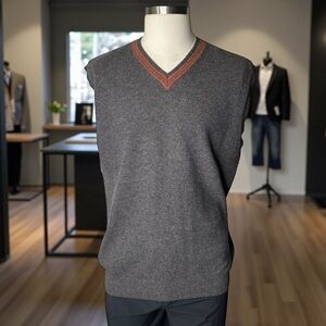 Impermeable 100% Cashmere V-Neck Sweater – Premium Gray Knit Pullover - XL